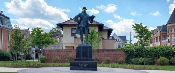 Picture of John Wilkes statue wearing a mask