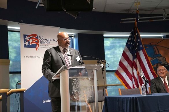 Director General of the US Commercial Service addresses the attendees of the Building Bridges to Global Markets at Wilkes University.