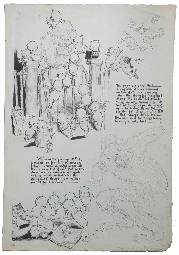 The Ghost-Kewps, 1919, pen and ink on paper, 22 1/2 × 17 1/4 inches, collection of the Ralph Foster Museum, College of the Ozarks
