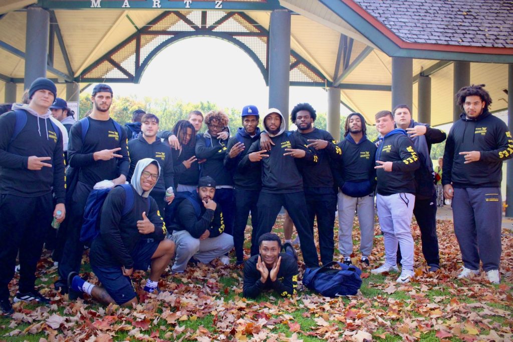 Wilkes students posing at the Kirby Park pavillion