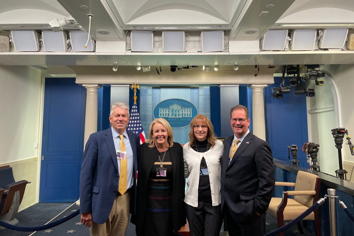 Greg Cant, Angela Cant, Kim Wood and Mike Wood in the White House Press Room