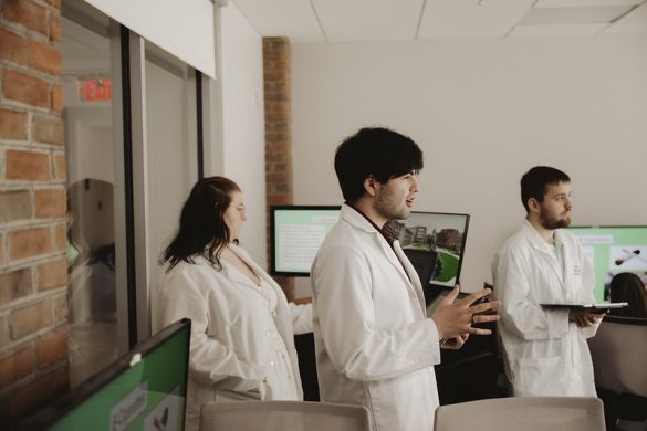 Students in pharmacy coats
