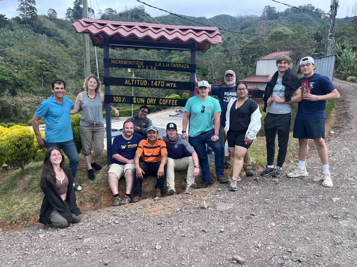 Wilkes University students with Andy Miller and Jeff Stratford on a trip to Costa Rica
