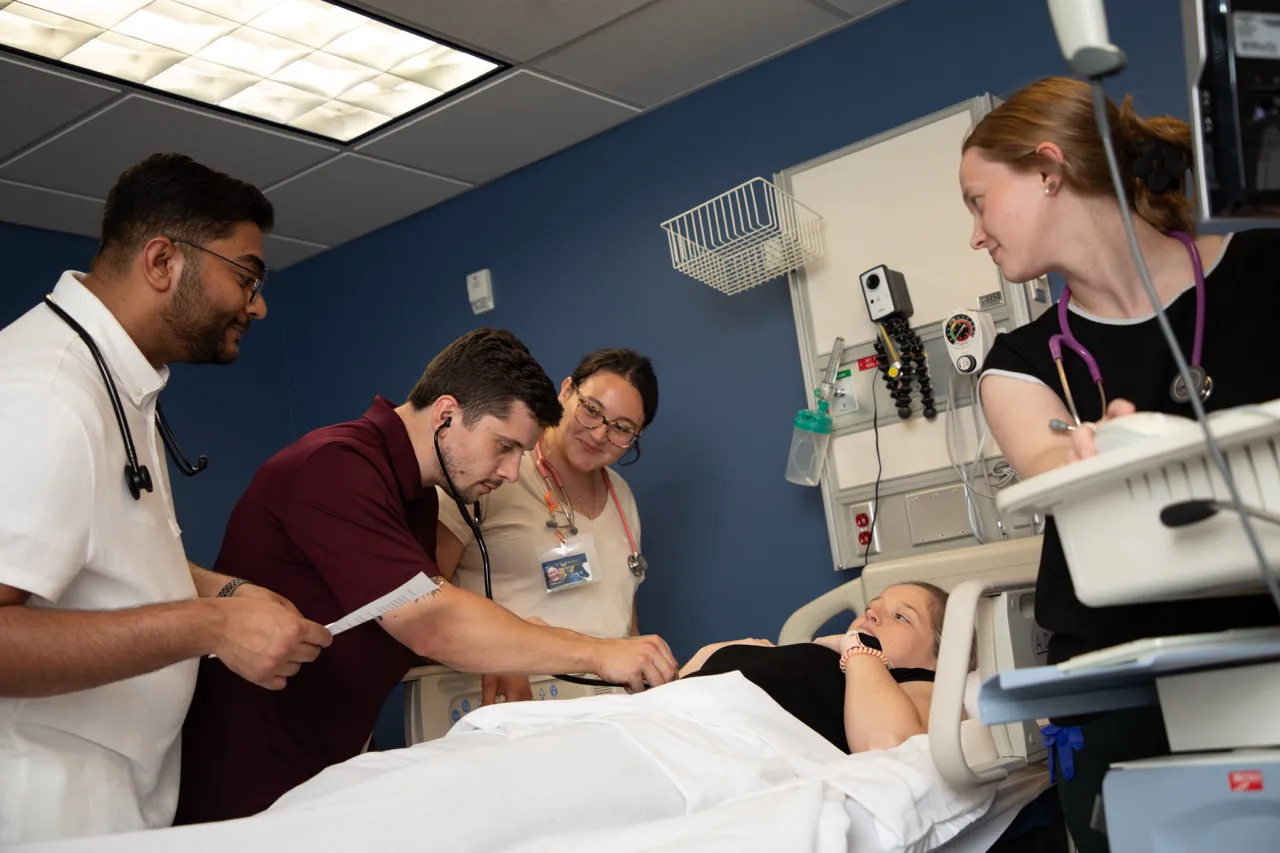 Nursing students at Wilkes University collaborate on a patient exercise