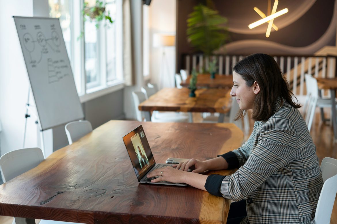 wilkes university student at a laptop